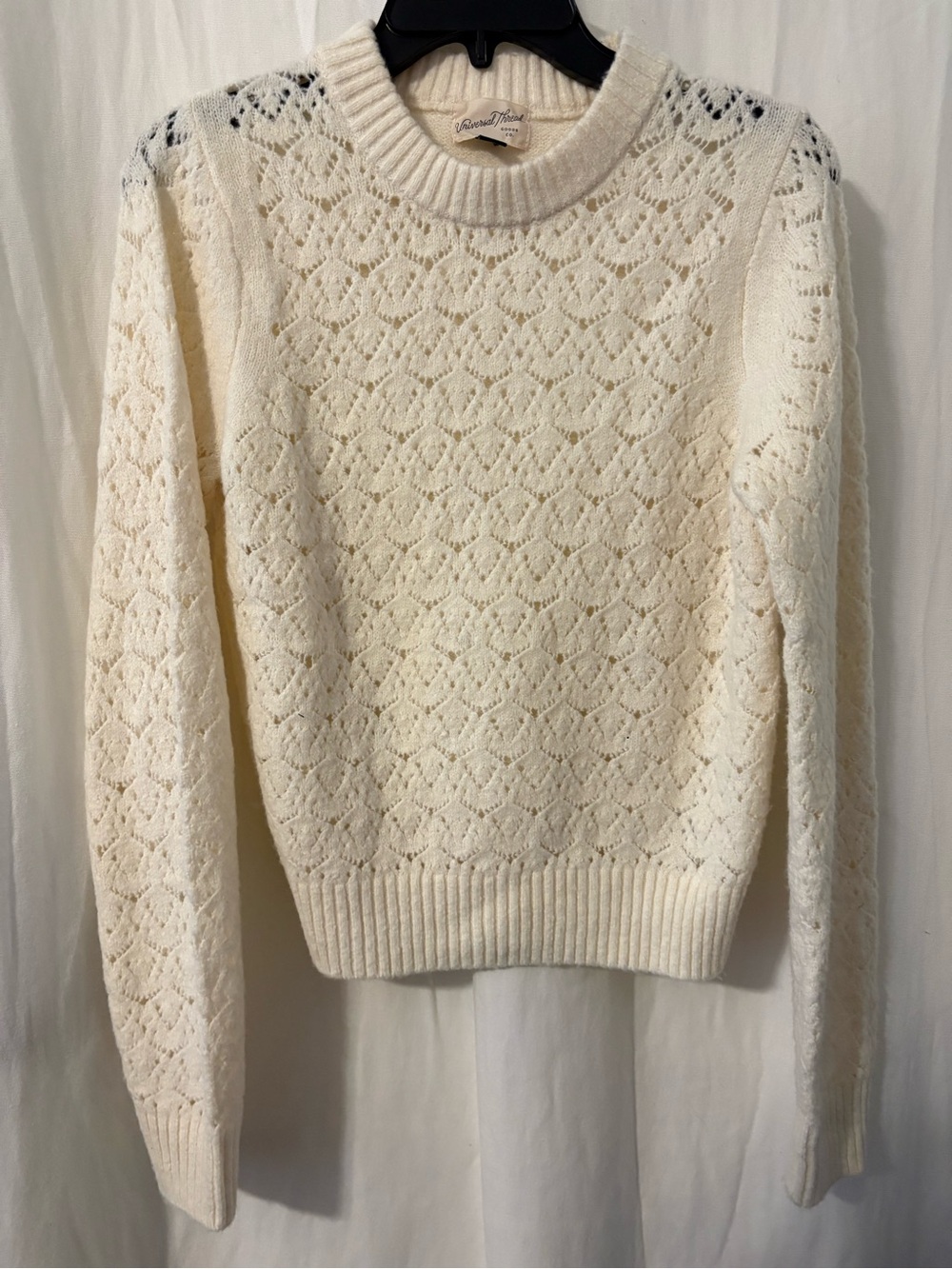 Universal Thread Cream Openwork Crewneck Sweater